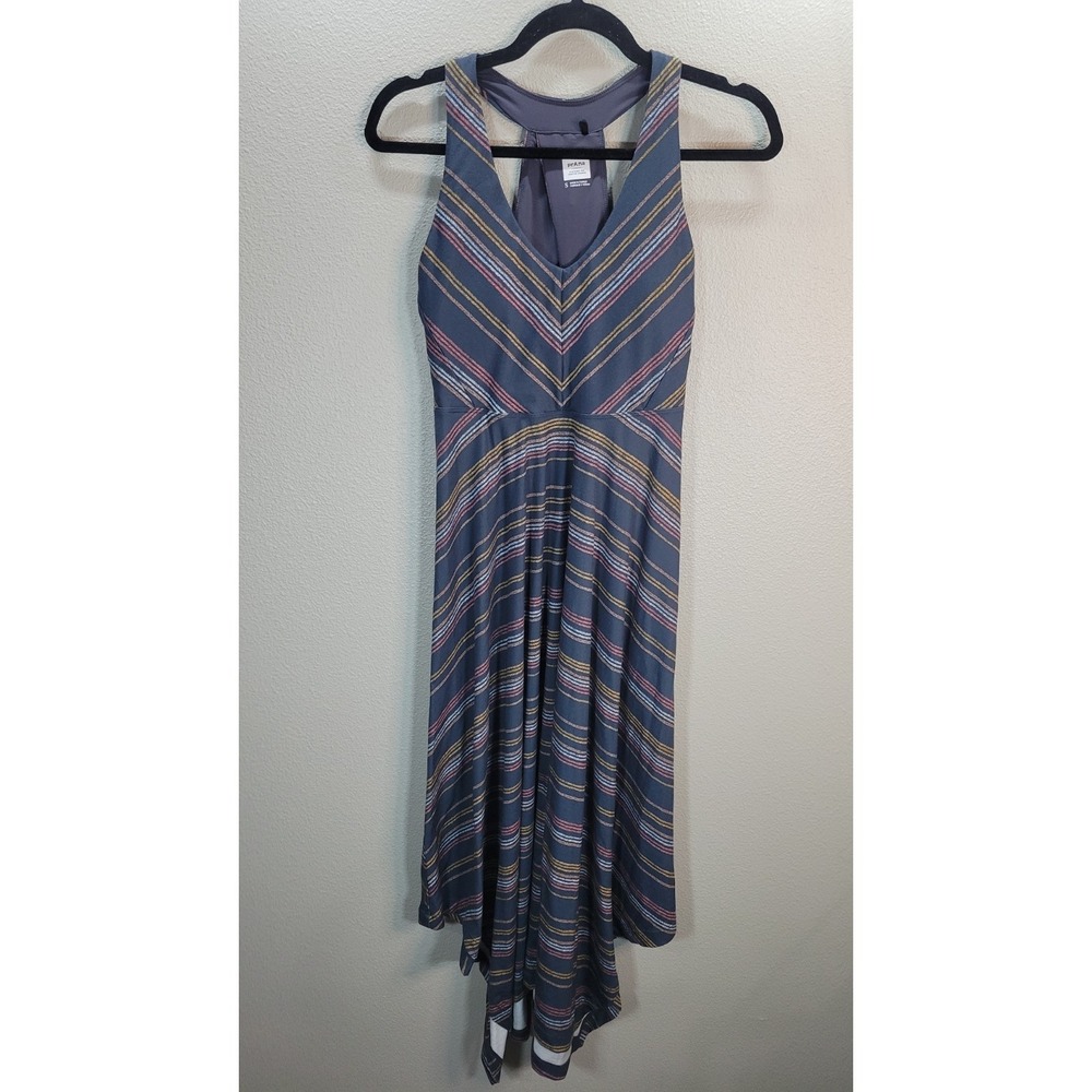 Prana Striped High Low Dress Size S Built In Bra‎ Athletic Open Back